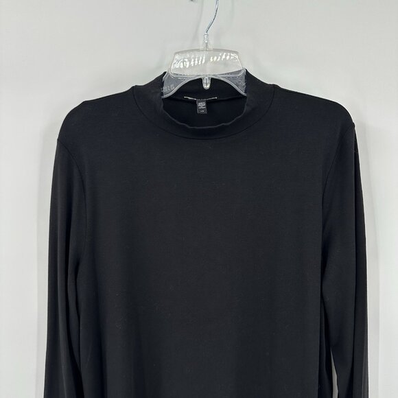 shirt top tunic mock neck long sleeve tencel soft black LARGE - Picture 3 of 6